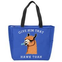 Give Him That Hawk Tuah Funny Sheep Viral Meme Zip Tote Bag