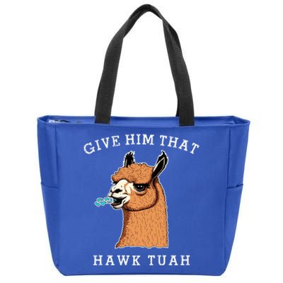 Give Him That Hawk Tuah Funny Sheep Viral Meme Zip Tote Bag