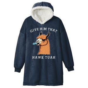 Give Him That Hawk Tuah Funny Sheep Viral Meme Hooded Wearable Blanket