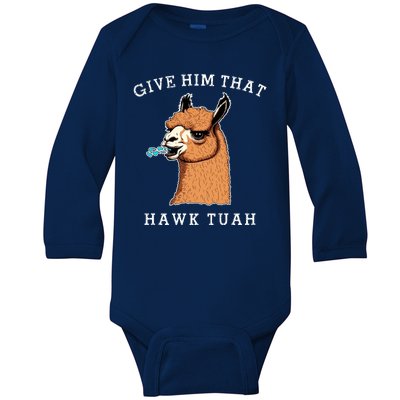 Give Him That Hawk Tuah Funny Sheep Viral Meme Baby Long Sleeve Bodysuit