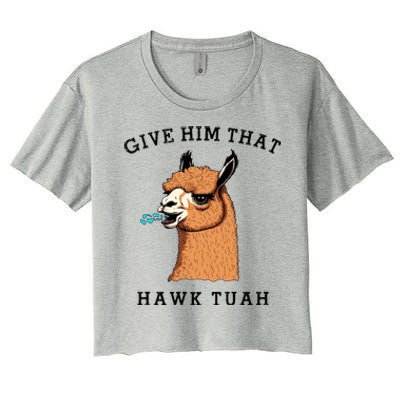 Give Him That Hawk Tuah Funny Sheep Viral Meme Women's Crop Top Tee