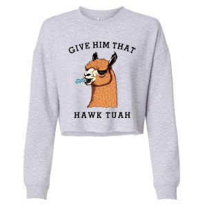 Give Him That Hawk Tuah Funny Sheep Viral Meme Cropped Pullover Crew