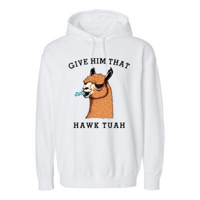 Give Him That Hawk Tuah Funny Sheep Viral Meme Garment-Dyed Fleece Hoodie