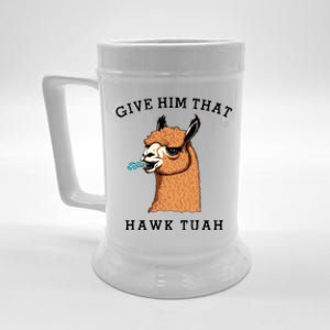 Give Him That Hawk Tuah Funny Sheep Viral Meme Beer Stein