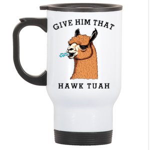 Give Him That Hawk Tuah Funny Sheep Viral Meme Stainless Steel Travel Mug