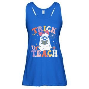 Groovy Halloween Trick Or Teach Retro Floral Ghost Teacher Ladies Essential Flowy Tank