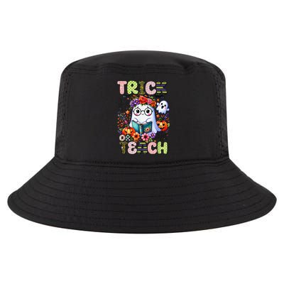 Groovy Halloween Trick Or Teach Retro Floral Ghost Teacher Cool Comfort Performance Bucket Hat