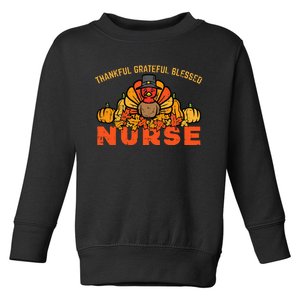 Grateful Harvest Turkey Nurse Thanksgiving Scrub Autumn Toddler Sweatshirt