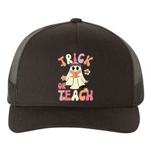 Groovy Halloween Trick Or Teach Retro Floral Ghost Teacher Yupoong Adult 5-Panel Trucker Hat