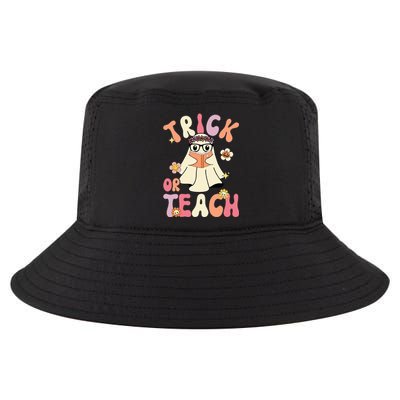 Groovy Halloween Trick or Teach Retro Floral Ghost Teacher Cool Comfort Performance Bucket Hat