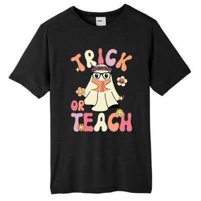 Groovy Halloween Trick or Teach Retro Floral Ghost Teacher Tall Fusion ChromaSoft Performance T-Shirt