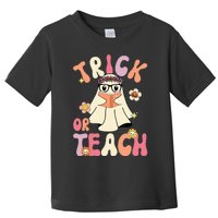 Groovy Halloween Trick or Teach Retro Floral Ghost Teacher Toddler T-Shirt