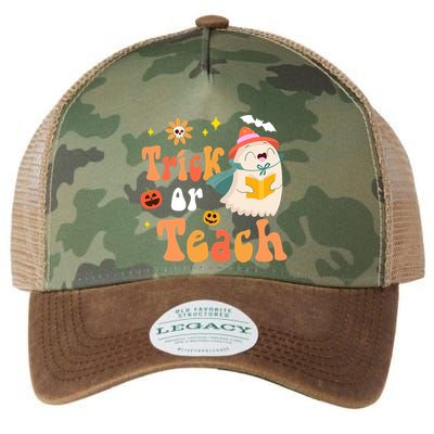 Groovy Halloween Trick Or Teach Floral Ghost Teacher Legacy Tie Dye Trucker Hat