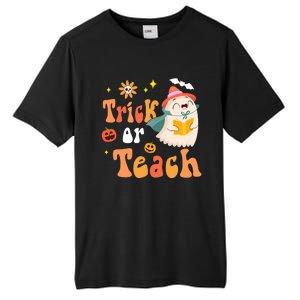 Groovy Halloween Trick Or Teach Floral Ghost Teacher Tall Fusion ChromaSoft Performance T-Shirt