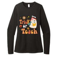 Groovy Halloween Trick Or Teach Floral Ghost Teacher Womens CVC Long Sleeve Shirt