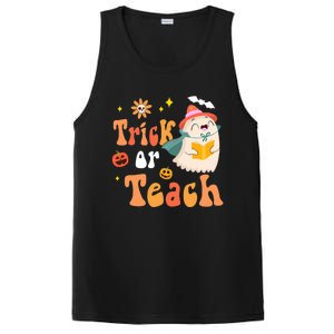 Groovy Halloween Trick Or Teach Floral Ghost Teacher PosiCharge Competitor Tank