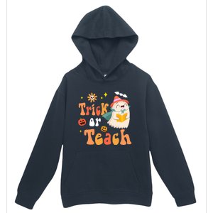 Groovy Halloween Trick Or Teach Floral Ghost Teacher Urban Pullover Hoodie