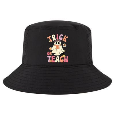 Groovy Halloween Trick Or Teach Retro Floral Ghost Teacher Cool Comfort Performance Bucket Hat
