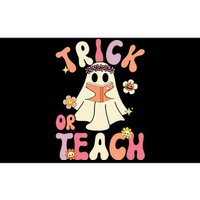 Groovy Halloween Trick Or Teach Retro Floral Ghost Teacher Bumper Sticker