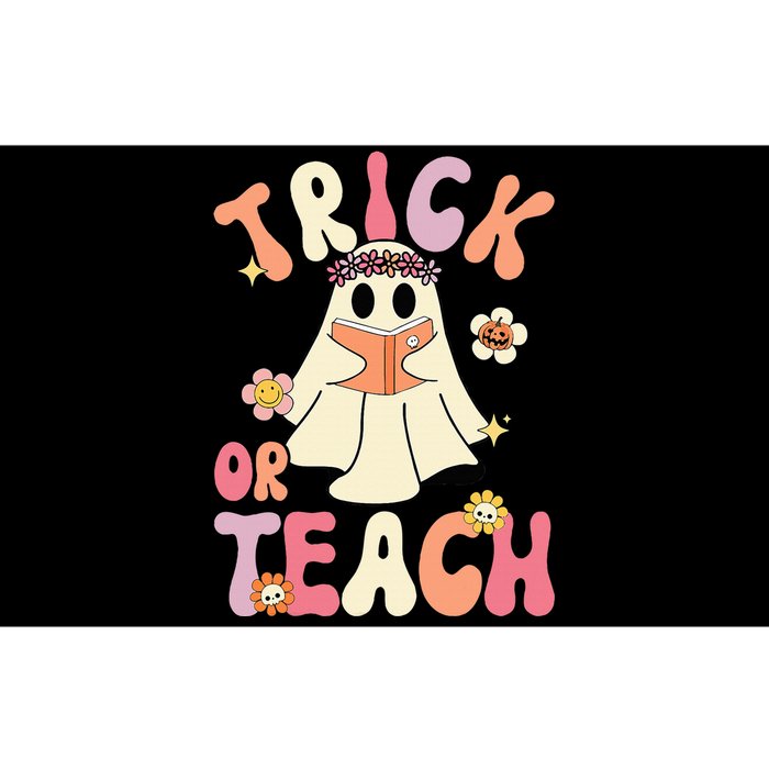 Groovy Halloween Trick Or Teach Retro Floral Ghost Teacher Bumper Sticker