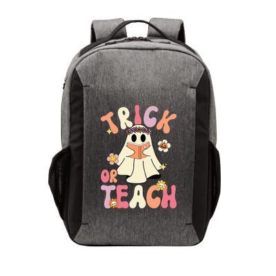 Groovy Halloween Trick Or Teach Retro Floral Ghost Teacher Vector Backpack