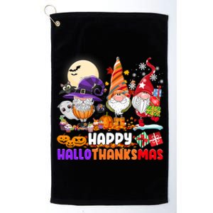 Gnomes Halloween Thanksgiving Christmas Happy Hallothanksmas Platinum Collection Golf Towel