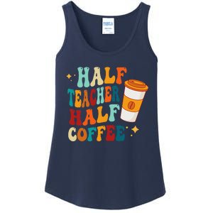 Groovy Half Teacher Half CoffeeteacherS Day Ladies Essential Tank