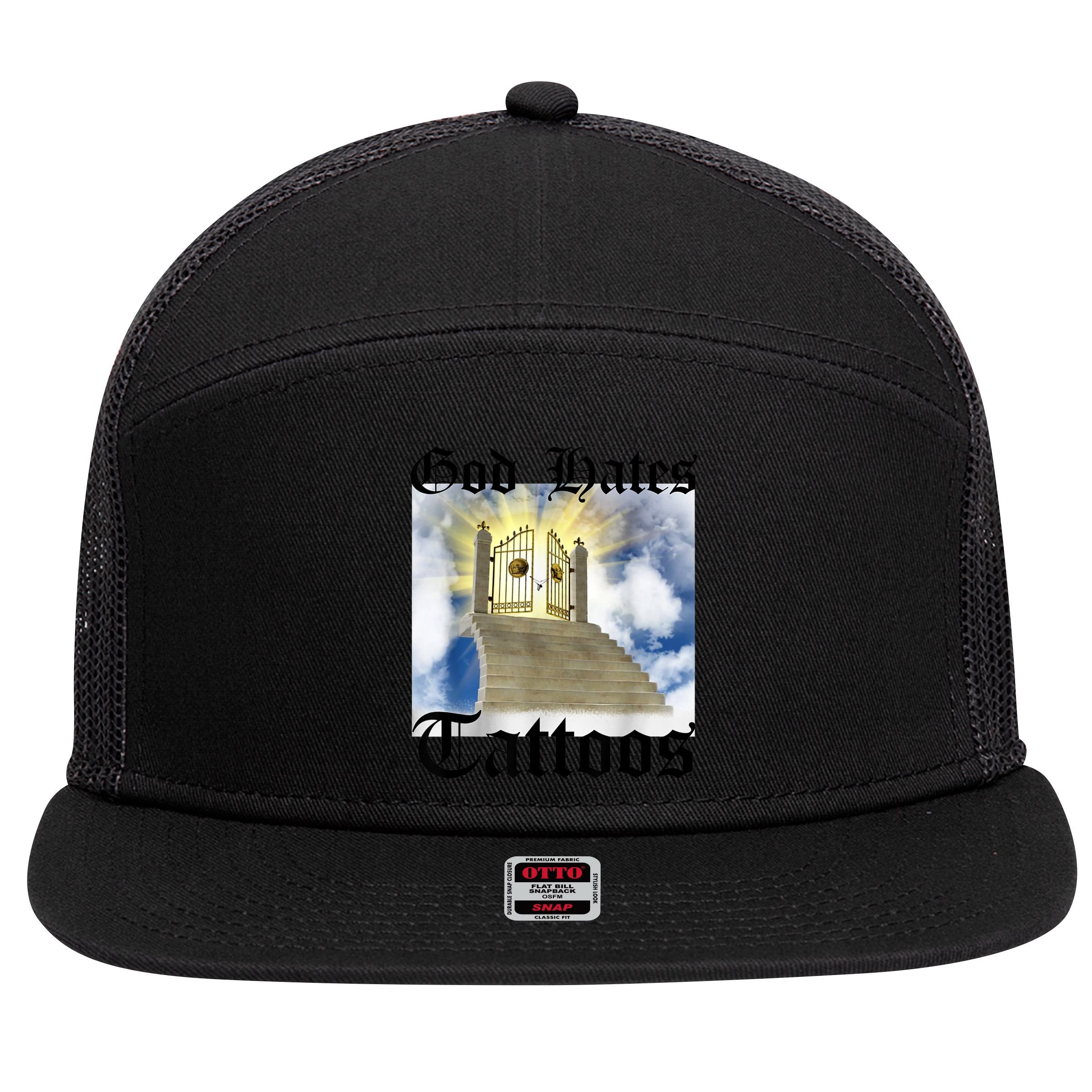 God Hates Tattoos 7 Panel Mesh Trucker Snapback Hat