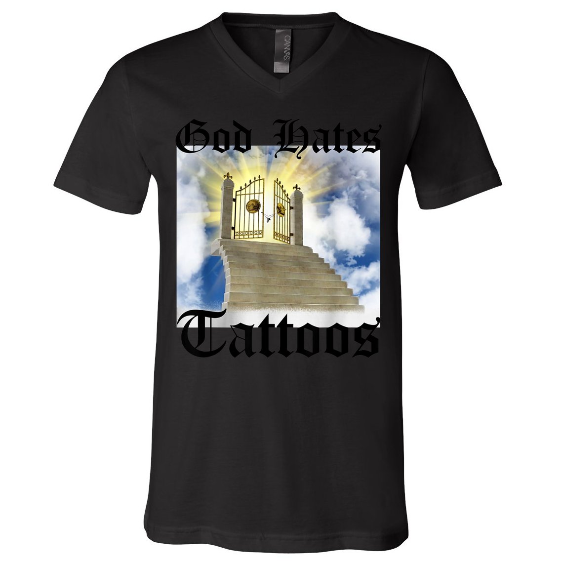 God Hates Tattoos V-Neck T-Shirt