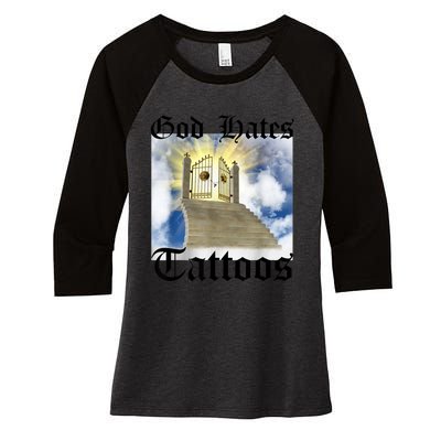 God Hates Tattoos Women's Tri-Blend 3/4-Sleeve Raglan Shirt