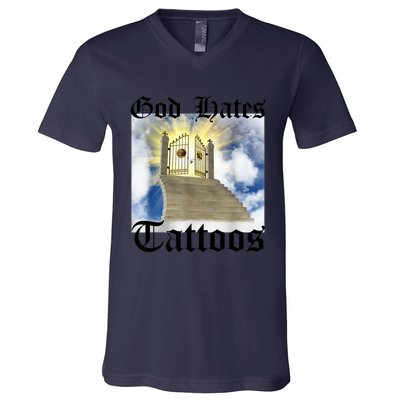 God Hates Tattoos V-Neck T-Shirt