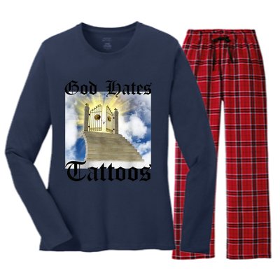 God Hates Tattoos Women's Long Sleeve Flannel Pajama Set 