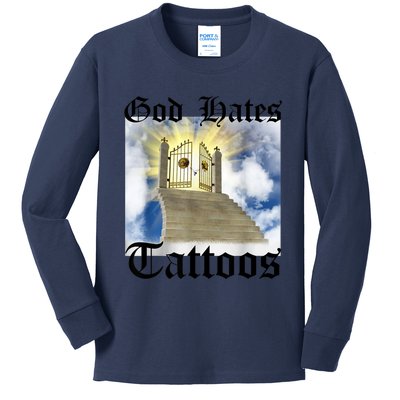 God Hates Tattoos Kids Long Sleeve Shirt