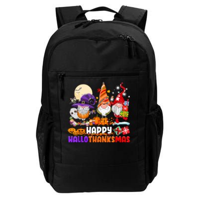 Gnomes Halloween Thanksgiving Christmas Happy Hallothanksmas Gift Daily Commute Backpack