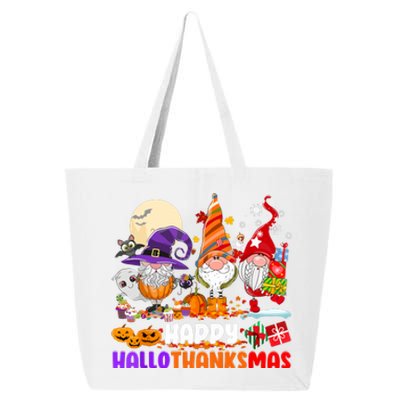 Gnomes Halloween Thanksgiving Christmas Happy Hallothanksmas Gift 25L Jumbo Tote