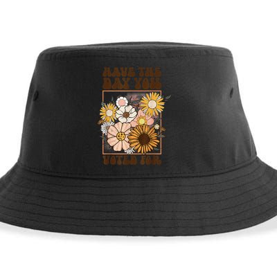 Groovy Have The Day You Voted For Retro Floral Sustainable Bucket Hat