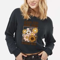 Groovy Have The Day You Voted For Retro Floral Cropped Pullover Crew