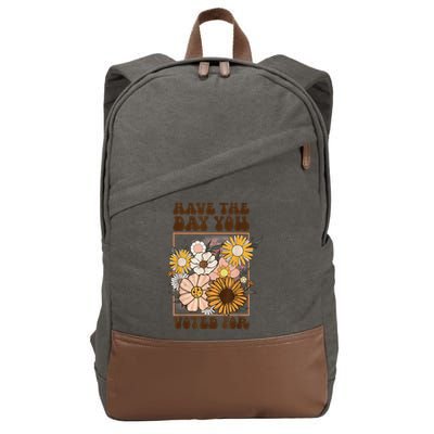 Groovy Have The Day You Voted For Retro Floral Cotton Canvas Backpack