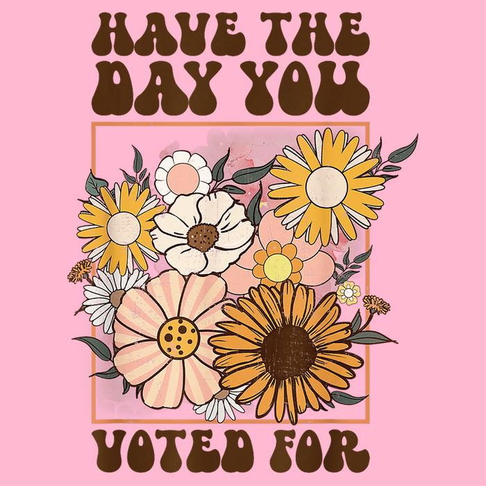 Groovy Have The Day You Voted For Retro Floral Short Acrylic Beanie