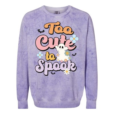 Groovy Halloween Too Cute To Spook Halloween Costume Girls Colorblast Crewneck Sweatshirt