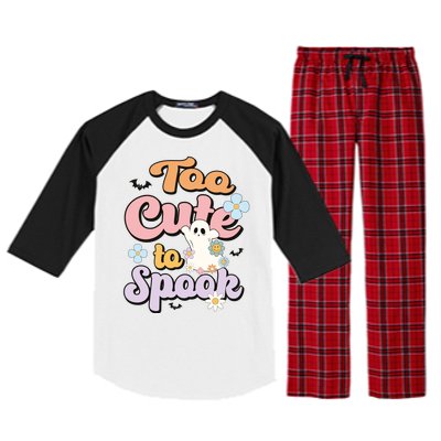 Groovy Halloween Too Cute To Spook Halloween Costume Girls Raglan Sleeve Pajama Set