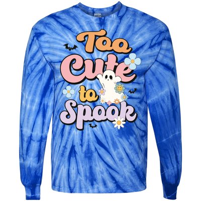 Groovy Halloween Too Cute To Spook Halloween Costume Girls Tie-Dye Long Sleeve Shirt