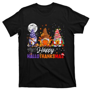 Gnomes Halloween Thanksgiving Christmas Happy Hallothanksmas T-Shirt