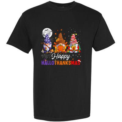 Gnomes Halloween Thanksgiving Christmas Happy Hallothanksmas Garment-Dyed Heavyweight T-Shirt