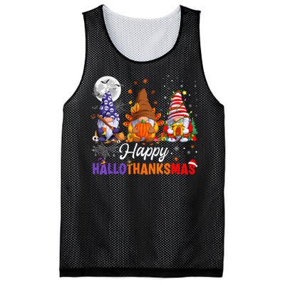 Gnomes Halloween Thanksgiving Christmas Happy Hallothanksmas Mesh Reversible Basketball Jersey Tank