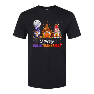 Gnomes Halloween Thanksgiving Christmas Happy Hallothanksmas Softstyle CVC T-Shirt