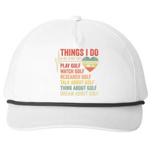 Golf Heartbeat Things I Do In My Spare Time retro Snapback Five-Panel Rope Hat