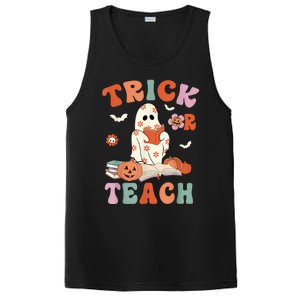 Groovy Halloween Trick Or Teach Retro Floral Ghost Teacher PosiCharge Competitor Tank