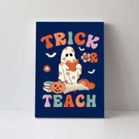 Groovy Halloween Trick Or Teach Retro Floral Ghost Teacher Canvas