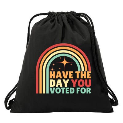 Groovy Have The Day You Voted For Retro Drawstring Bag